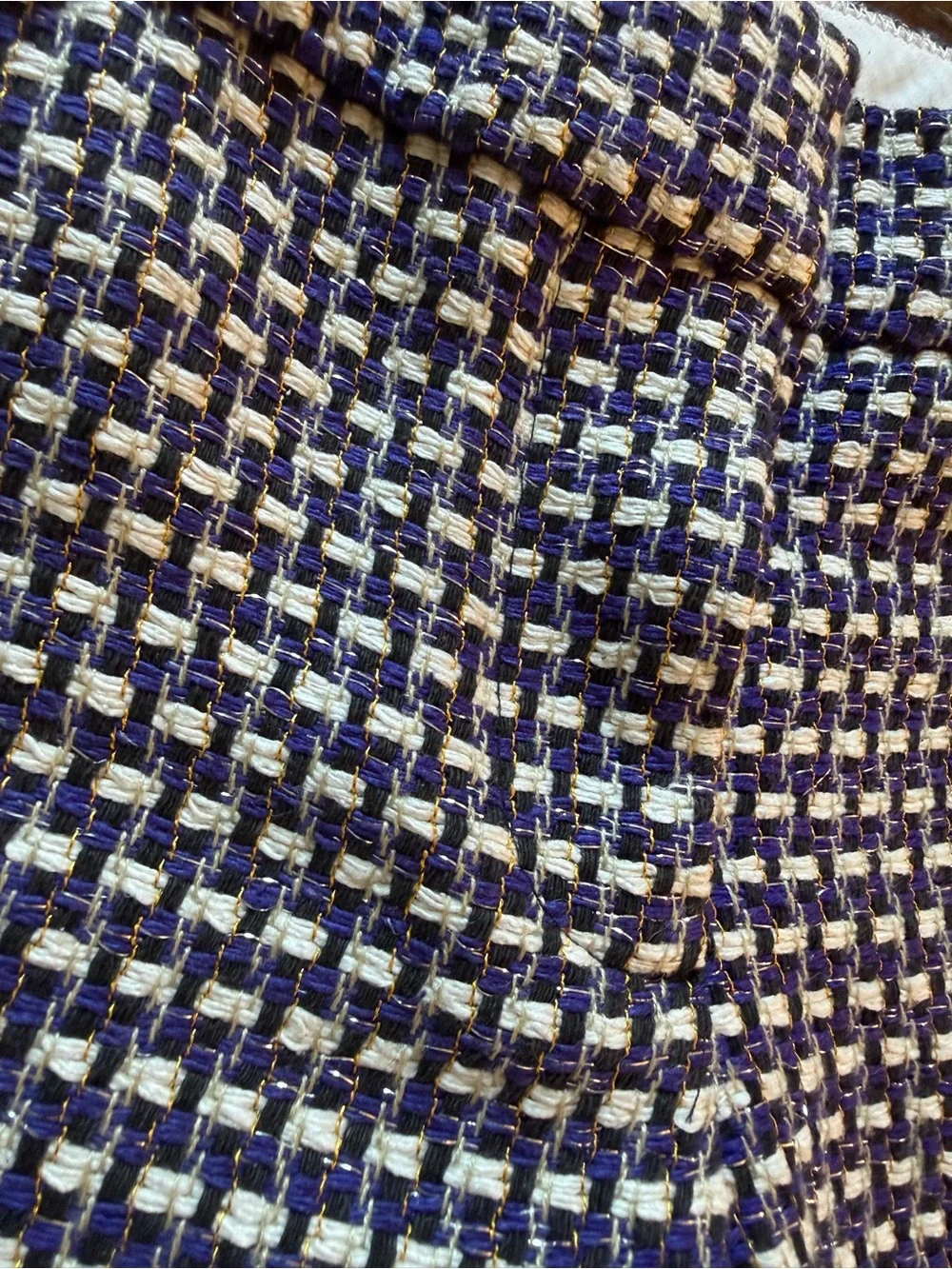 J. Crew Tweed Café Capri Pants in Purple, Black & Ivory with Metallic Threads